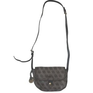 Vintage Dooney & Bourke Monogram Canvas Crossbody Bag Black Grey Made in USA